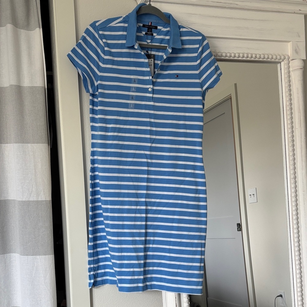 Tommy Hilfiger Sky Blue and White Striped Dress